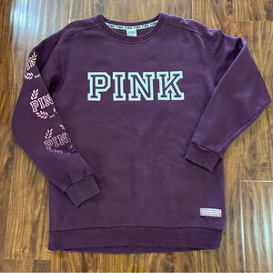 Victoria Secret PINK Maroon Crewneck Long Sleeve Sweatshirt size Small